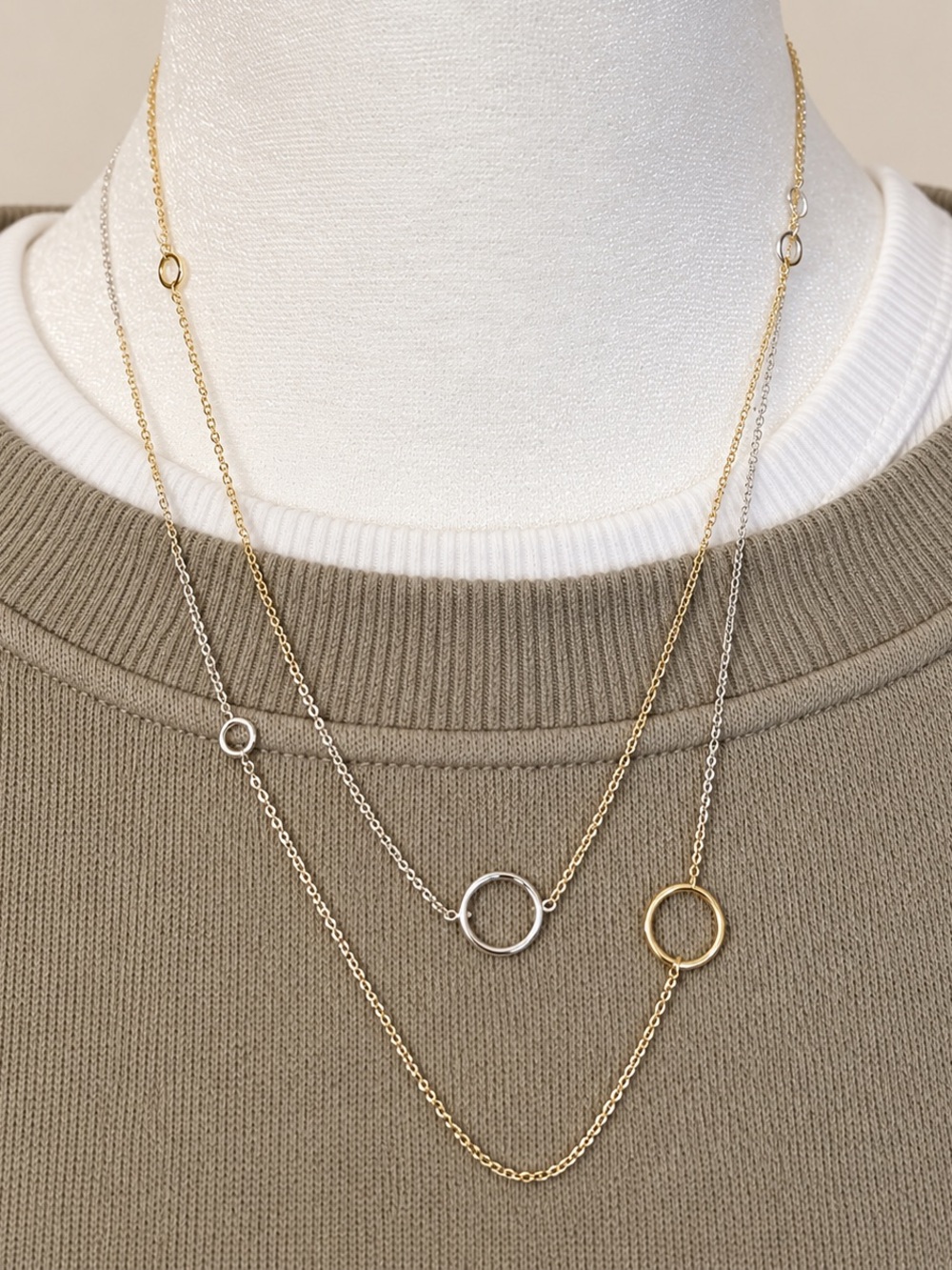 Gorjana Layered Open Circle Necklace in Gold and Silver